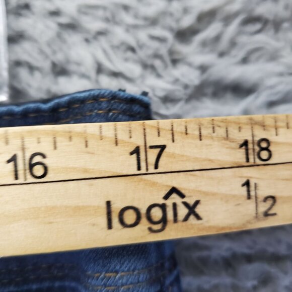 Luxe Denim Jeans Womens Large Petite Blue Skinny Ankle Button Detail Stretch - Picture 5 of 11